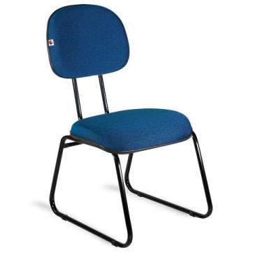 Imagem de Cadeira Secretária Pé Sky Tecido Azul Com Preto - Shop Cadeiras
