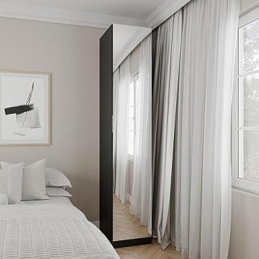 Imagem de Guarda Roupa 1 Porta com Espelho 6 Prateleiras Hera Cabecasa Madeiramadeira Preto