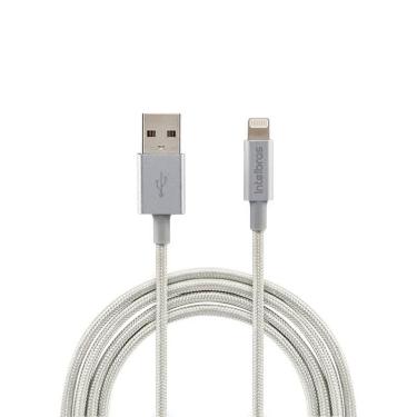 Imagem de Cabo USB lightning para iPhone Nylon Branco 1,5m EUAL15NB - Intelbras