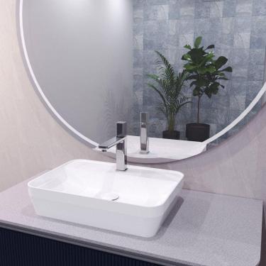 Imagem de Cuba de Apoio Catena Retangular com Mesa 500x350x110 mm Branco Brilhante