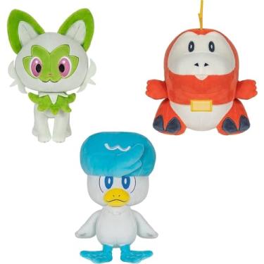 Imagem de Pokémon Paldea First Partner Plush 3 Pack - 8-Inch Plush of Fuecoco, Quaxly, and Sprigatito