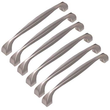 Imagem de 6 peças Puxador de maçaneta prata para armários de cozinha - maçanetas de porta ferragens de armário de cozinha puxadores de gaveta puxadores de móveis 96/128/160/192 mm centros de furos (distância do