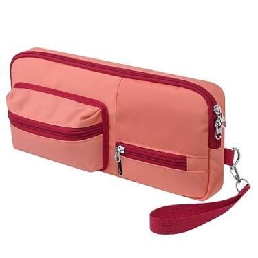 Imagem de CaSZLUTION Estojo de transporte de viagem compatível com teclado mecânico sem fio Logitech POP Keys e mouse Pop, bolsa protetora acolchoada para armazenamento de teclado ((rosa pêssego vermelho)