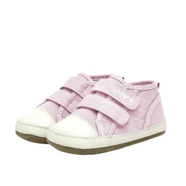 Imagem de Robeez Sapatos e tênis unissex First Kicks antiderrapantes para bebês e crianças, 0-24 meses, Tela rosa Joleen, 12-18 Meses