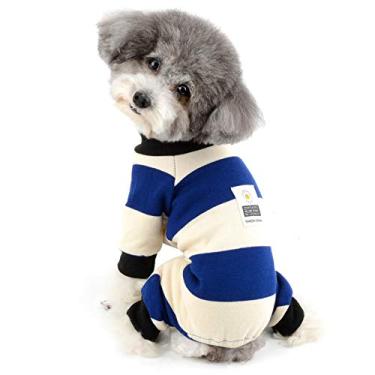 Imagem de Ranphy Roupas listradas para cães de estimação pijamas casaco de margarida macacão de algodão macio pijama filhote de cachorro suéter camisa cachorro quente malha macacão roupa de dormir roupa animal