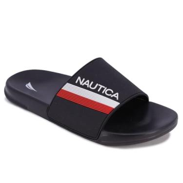 Imagem de Nautica Chinelos de banho masculino atlético Slide confortável sandália de chuveiro, Bertran Royal Black, 8