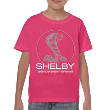 Imagem de Camiseta juvenil Shelby Cobra Legendary Racing Performance American Classic Muscle Car GT500 GT Powered by Ford Kids, Rosa choque, G