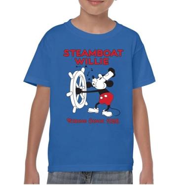 Imagem de Camiseta juvenil Steamboat Willie Vibing Since 1928 Iconic Retro Cartoon Mouse Timeless Classic Vintage Vibe Kids, Azul, M