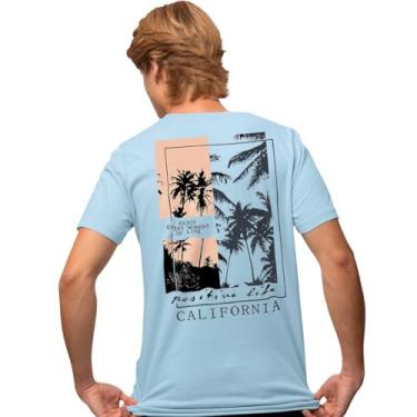 Imagem de Camisa Camiseta Genuine Grit Masculina Estampada Algodão 30.1 California Positive Life - P - Azul Bebe