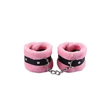 Imagem de Kicomvi Pulseira de algema fofa de pelúcia macia para pernas, punhos, tornozeleiras com corrente removível para mulheres e homens, amantes, casais, cosplay, joias de ioga, pelucia, pelúcia
