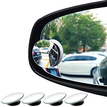 Imagem de 4 peças de espelho de ponto cego, espelho retrovisor convexo de vidro HD redondo grande angular de 5 cm, espelho de ponto cego ajustável em ângulo para veículos grandes, caminhões SUV de carro (50