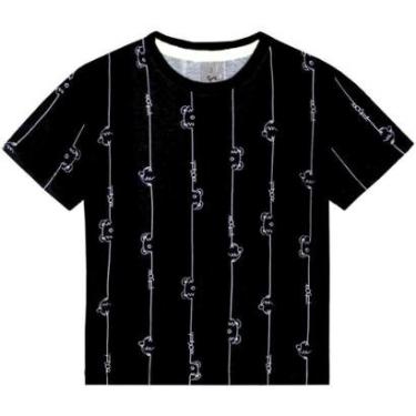 Imagem de Tigor Camiseta Manga Curta Estampada Preto-Masculino
