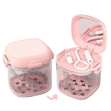 Imagem de MURRI&MURRDI Estojo retentor, caixa de banho de dentadura com cesta de filtro, estojo protetor de boca, copo de limpeza de cintos, suporte de dentadura fofo recipiente de imersão de armazenamento para