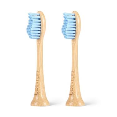 Imagem de Lottlop Cabeças de escova de dentes elétrica de bambu, cabeças de substituição de escova de dentes elétrica de cerdas macias à base de plantas, compatíveis com Philips Sonicare (azul claro)