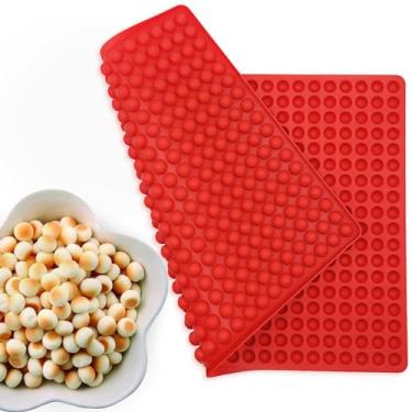 Imagem de Bongpuda 468-Cavity Semi Sphere Silicone Mold - Gummy Candy Molds | Mini Dog Treat Maker Baking Mat | Round Silicone Pad for Small Jelly, Cookie, Candy, Biscuits, Chocolate Drops Mould - Red 1Pack