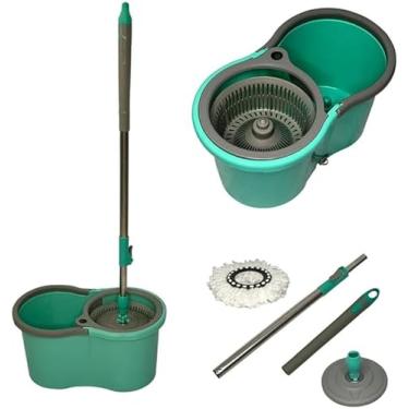 Imagem de Mop Rodo Esfregão Giratório 3 em1, Balde com 12 litros Magico Com Refil Microfibra Giratório 360° Para Limpeza em Geral Plús, Combina três funções lavar, enxaguar e secar UTILY