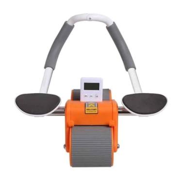 Imagem de Roda Rolo Abdominal Para Exercícios Treino Funcional Fitness Prancha Com Temporizador Suporte De Cotovelo (ROSA)