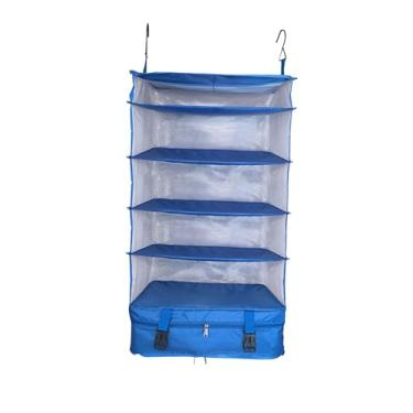 Imagem de Generic Prateleiras de viagem suspensas, cubo de embalagem, organizador de armário suspenso, bolsa de prateleiras de viagem, para acampamento, viagem de, Azul, 5 níveis