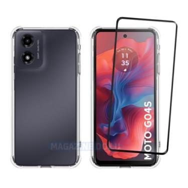 Imagem de Kit Capa Capinha Anti-Impacto Premium Transparente + Película de Vidro 3D Compatível com Motorola Moto G04S