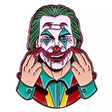 Imagem de Joaquin Phoenix Put on a Happy Face Bloody Smile Blood Bat Clown Costume Super Vilão Herói Filme Filme 3,15 cm Emblema de Broche Esmaltado, 1.25 Inches, Esmalte, Esmalte