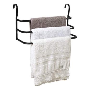 Imagem de Fassin Shop, Porta Toalhas Triplo Toalheiro Para Box Preto Fosco FS