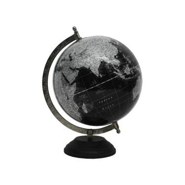 Imagem de Globo Terrestre Decorativo em Metal e Madeira Preto 28,5cm SRY0008 BTC