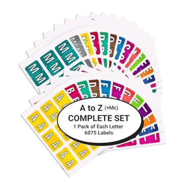 Imagem de Alphabet Labels for File Folders, A to Z plus Mc Complete Set, NO File Box and Indexes, Doctor Stuff, 225 Stickers of Each Letter, 6075 Labels, Compatible with Colwell Jewel Tone COAM Series