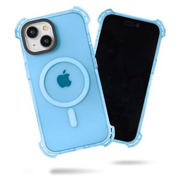 Imagem de SteepLab Capa Bubble Wrap para iPhone 14 (tela de 6,1 polegadas, 2022) - A capa superprotetora com cantos de ar e compatível com MagSafe (cobertor azul)