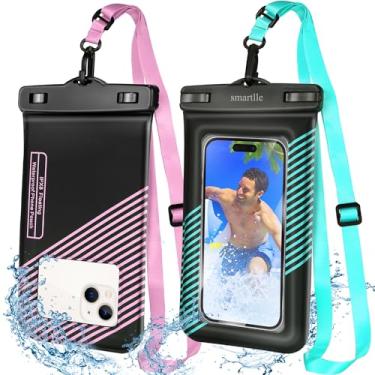Imagem de smartlle Bolsas flutuantes à prova d'água para celular, capas protetoras de água para celular IPX8, pacote com 2 com cordão de pescoço ajustável, para iPhone 15 14 13 Pro Max 12 11
