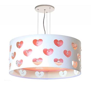 Imagem de LUSTRE INFANTIL PENDENTE CORAÇÕES C/CRISTAIS ROSA 40X16