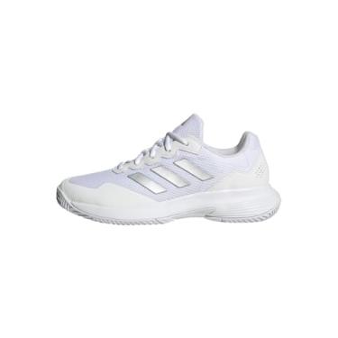 Imagem de adidas Gamecourt 2.0 Tênis feminino, Ftwr Branco Prata Met Ftwr Branco, 36