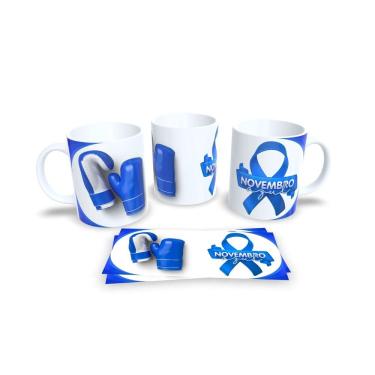 Imagem de Canecas Branca de Porcelana Personalizadas Novembro Azul