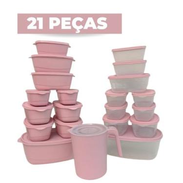 Imagem de Pote de plástico Kit 21 peças Vasilhas Com Tampa Depósito para Aliment
