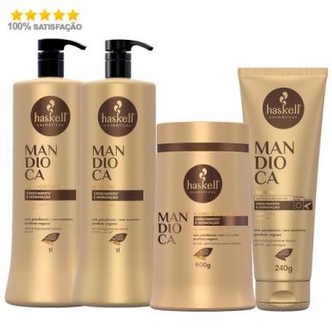 Imagem de Kit Haskell Mandioca 1Kg/900gTratamento de Salão (4 Produtos) - Leave 