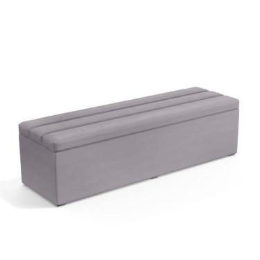 Imagem de Calçadeira Baú Ursa 195 para Cama King N-023 Veludo Cinza Claro Aradec