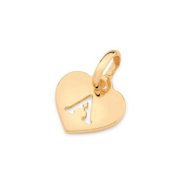 Imagem de Pingente banhado ouro 3x 24k 18k e 22k  feminino coração letra vazada 