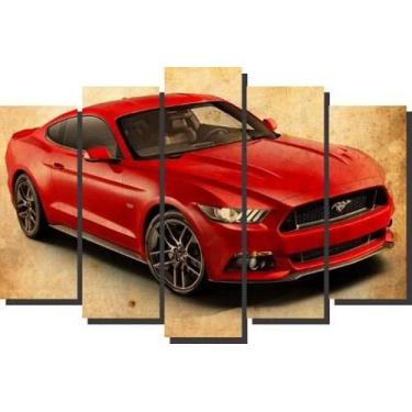 Imagem de Quadro Decorativo Mustang Vintage Vermelho 5 Peças Sala - Quadros Deco