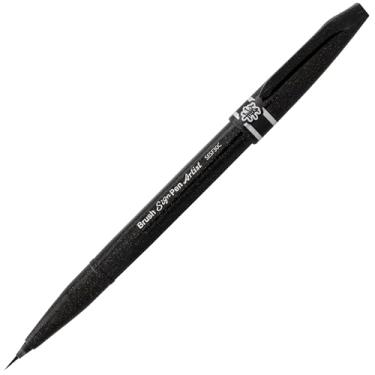 Imagem de Pentel Caneta de sinalização artística micro escova, tinta sortida, (A/B/C/D/E/G) pacote com 6 (SESF30BP6M), preta