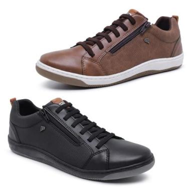 Imagem de Kit 2 Sapatênis Tênis Masculino Calce Fácil Elástico e Zíper - Bardone