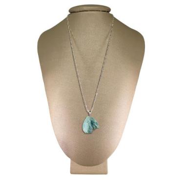 Imagem de Colar Prata 925 Cadeado Turquesa Bruta - Ponte Vecchio Joias