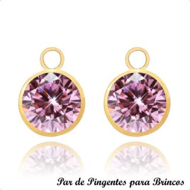 Imagem de Pingente para Brinco em Ouro 18k Pedra 6mm - Paulistana Joias, Rosa