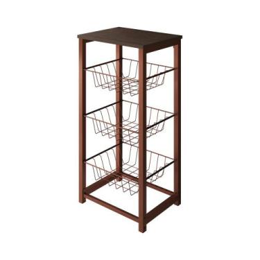 Imagem de Fruteira de Chão Cozinha Desmontada Aço Cobre Tampo Amêndoa Madri - Up