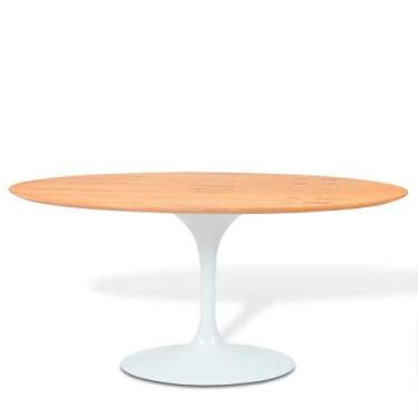 Imagem de Mesa Saarinen Oval Freijó 198x122cm - Base Branca - mgsaarinen