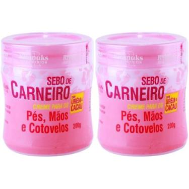 Imagem de 2 Creme Hidratante Pé Mãos Rachadura Sebo De Carneiro 200g - Rhenuks