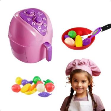 Imagem de Kit Cozinha Infantil Brinquedo Air fryer C/ Legumes Diversos - Zuca To