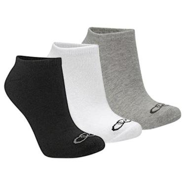 Imagem de Meia Cano Curto Olympikus Oimsa819219 Kit 3 Pares, Branco, Preto, Cinz