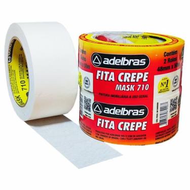 Imagem de 2 Fita Crepe Premium 48mmX50m Adelbras Mask 710, Branca
