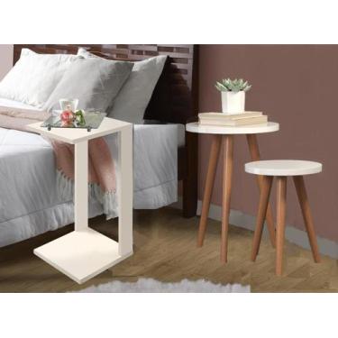 Imagem de Kit 3 Mesas De Madeira Estante Livros Centro Sofá Cama Apoio - Colomi