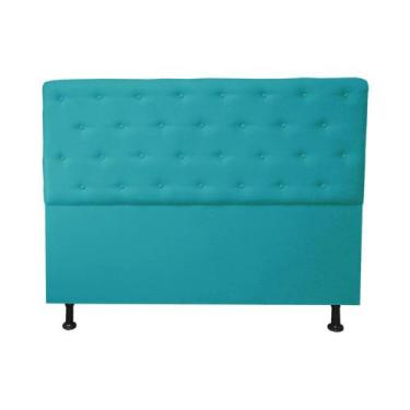 Imagem de Cabeceira Casal Super King Juliana 195cm Para Cama Box Suede Azul Turq