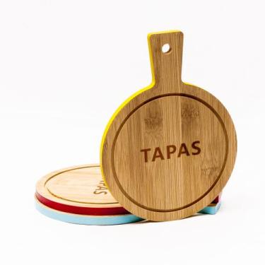 Imagem de Kit 3 peças mini tábua redonda de queijo colorida 14cm hum - Lares, Am